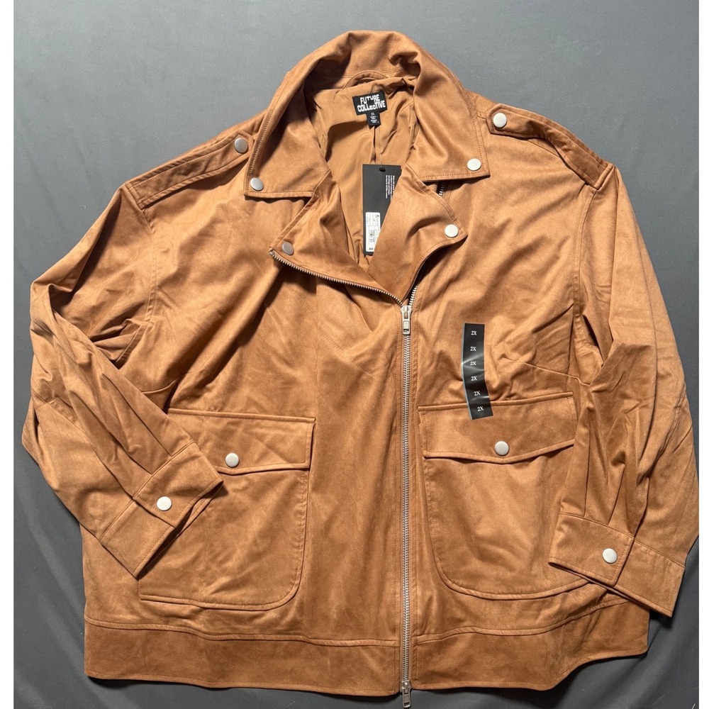 Faux Suede Bomber Jacket Womens Tan Camel Zip Up Utility